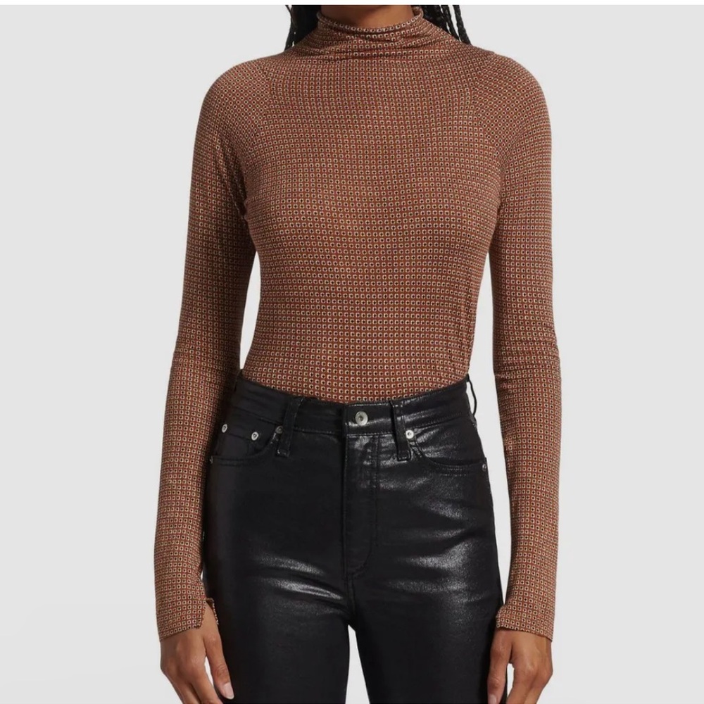 RAG & BONE Shaw paneled cotton and modal-blend mock turtleneck Size S
